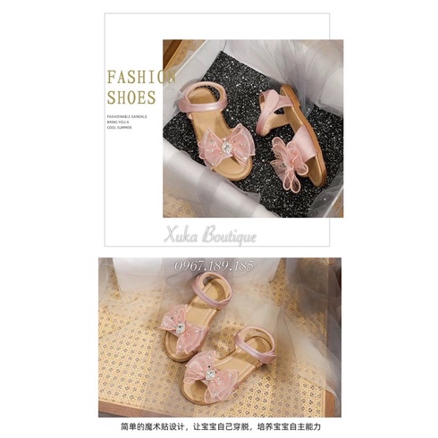 Dép Quai Hậu Bé Gái Hàn Quốc Cao Cấp, Dép Quai Hậu Đính Nơ Trẻ Em Đế Mềm Chống Trượt Bé Gái, Dép Đi Chơi Đi Học Cho Bé