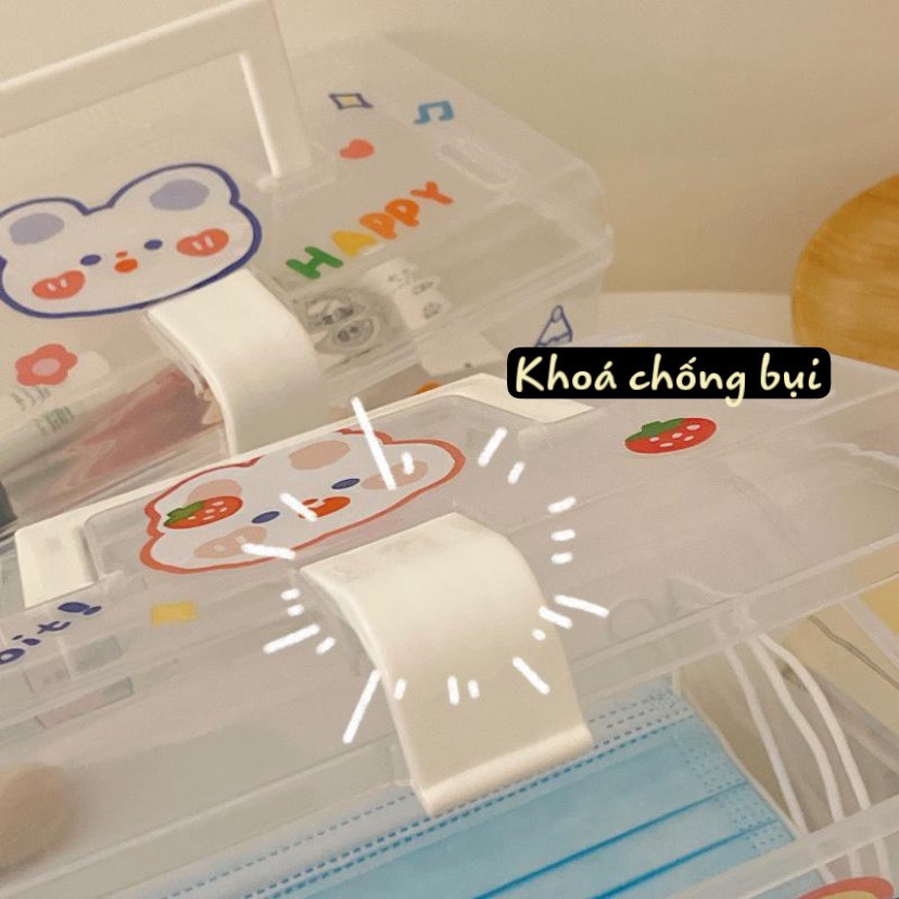 Hộp Đựng Khẩu Trang Trong Suốt Chống Bụi Để Bàn Tiện Lợi