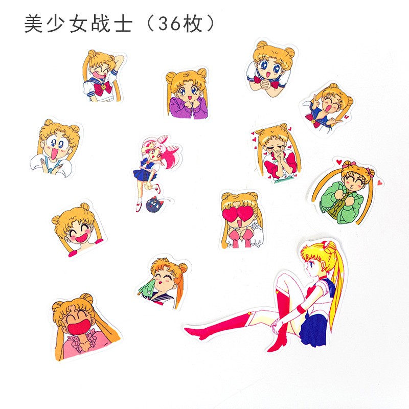 Gói 35 Miếng Sticker Shin Cậu Bé Bút Chì, Thạch Thủ Mặt Trăng, Bé Maruko siêu dễ thương