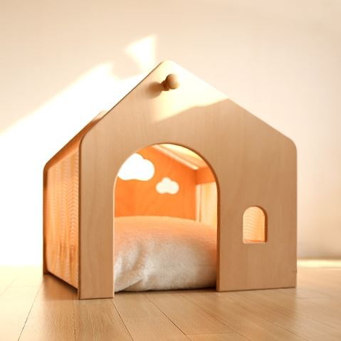 Nhà Cho Chó Mèo Bằng Gỗ Cao Cấp Vải Canvas Thoáng Mát | Phụ Kiện Cho Chó Mèo Pettix