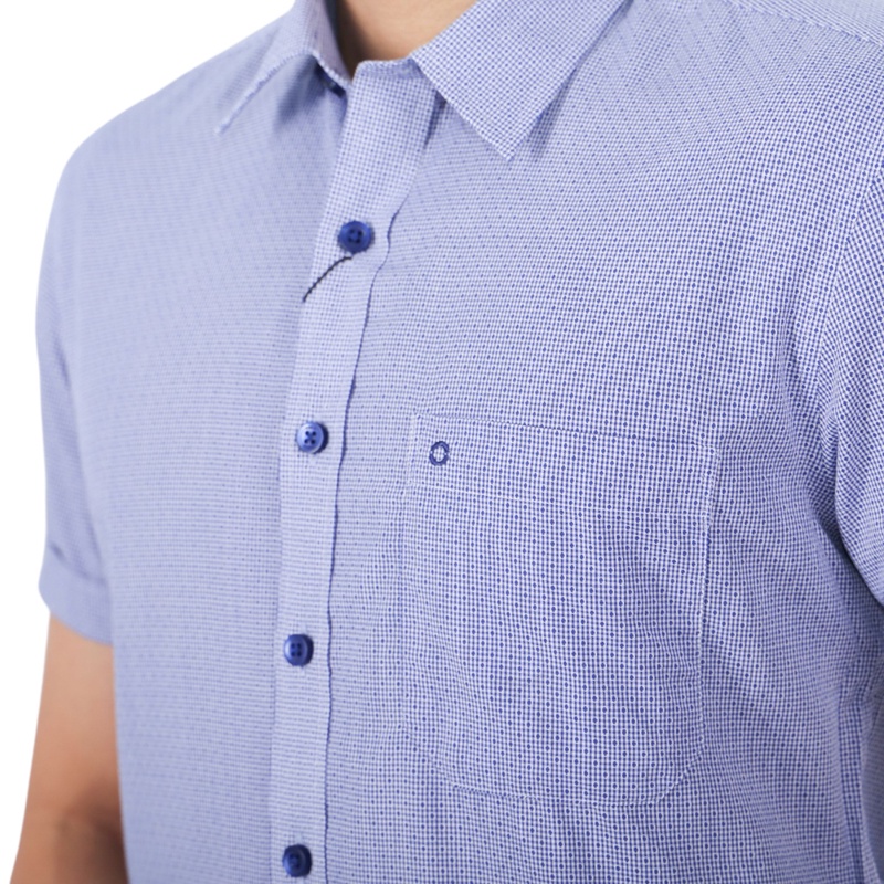 Áo sơ mi ngắn tay nam Owen Bamboo Regular Fit Xanh họa tiết - AR20072N