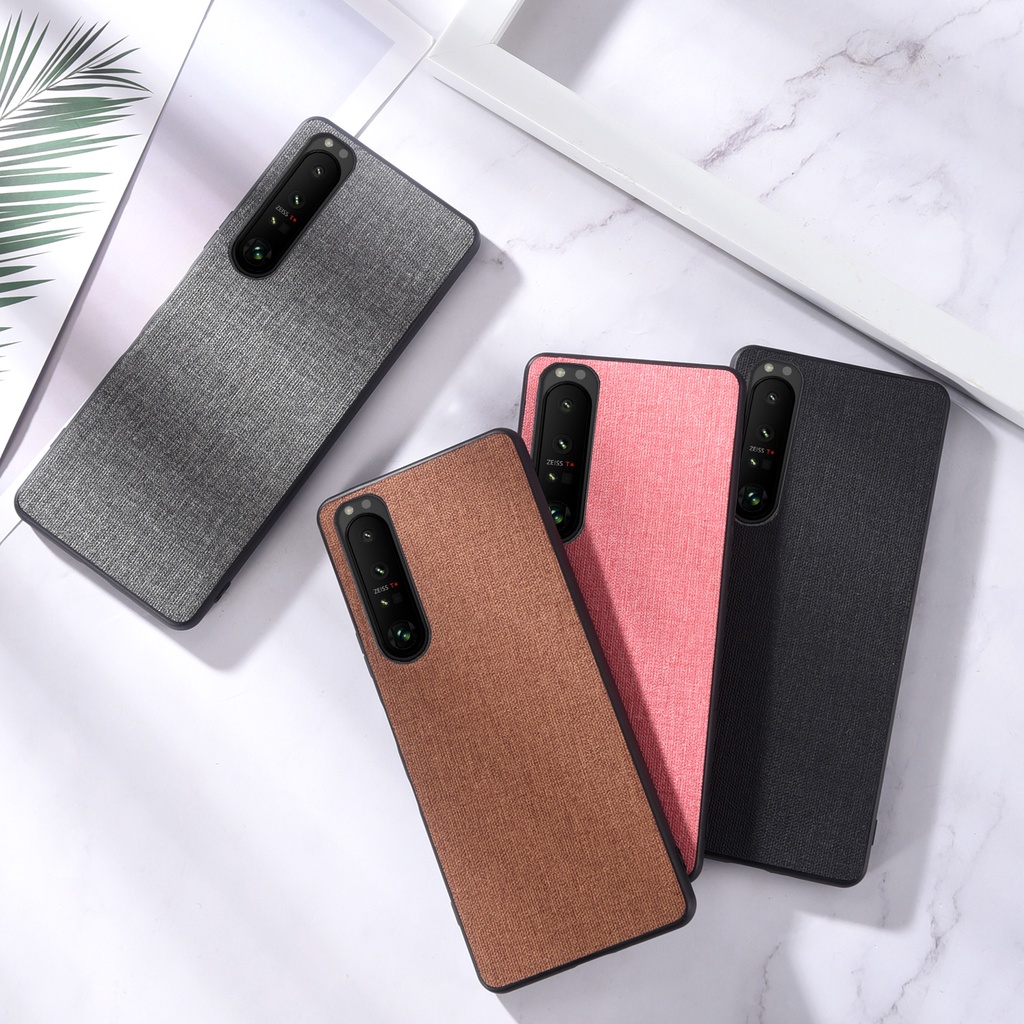 Ốp Điện Thoại Da + Vải Mỏng Chống Sốc Cho SONY Xperia 1 5 10 I II III IV