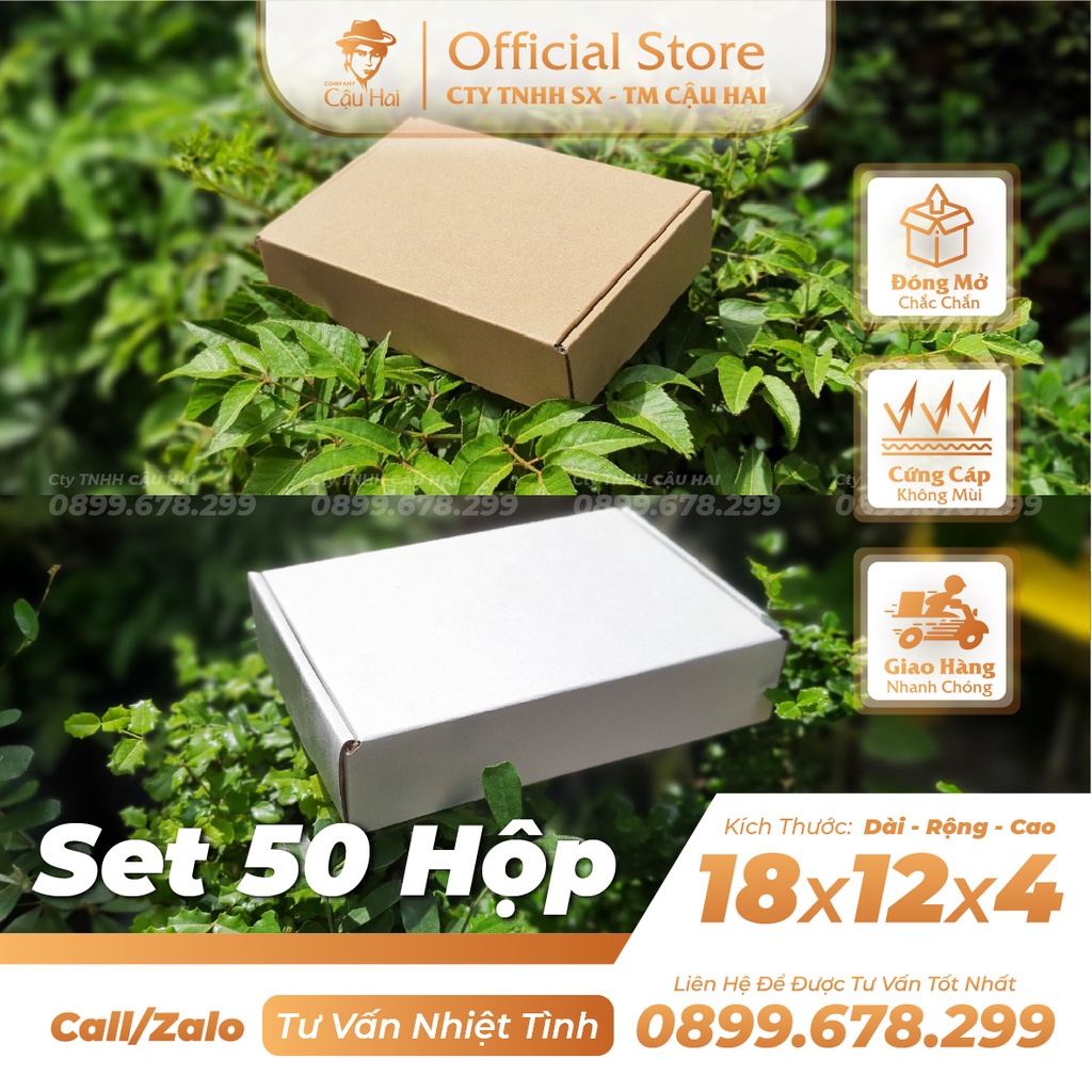 Set 50 Hộp carton nắp GÀI 18x12x4
