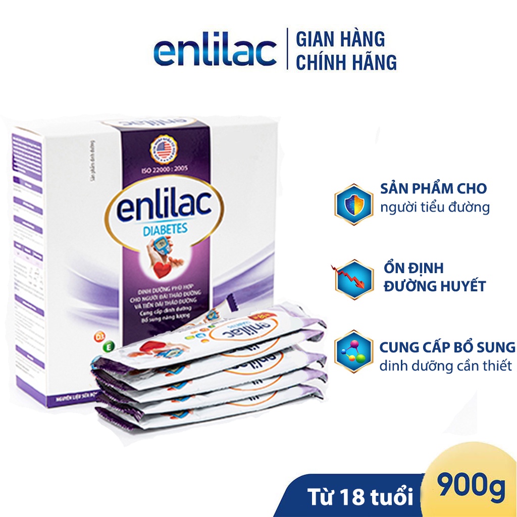 Sữa bột cho người tiểu đường, Giúp ổn định đường huyết Enlilac Diabetes gói 25g