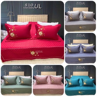 Bộ Drap ga trần phủ & vỏ gối phi lụa Seoul sang trọng cao cấp