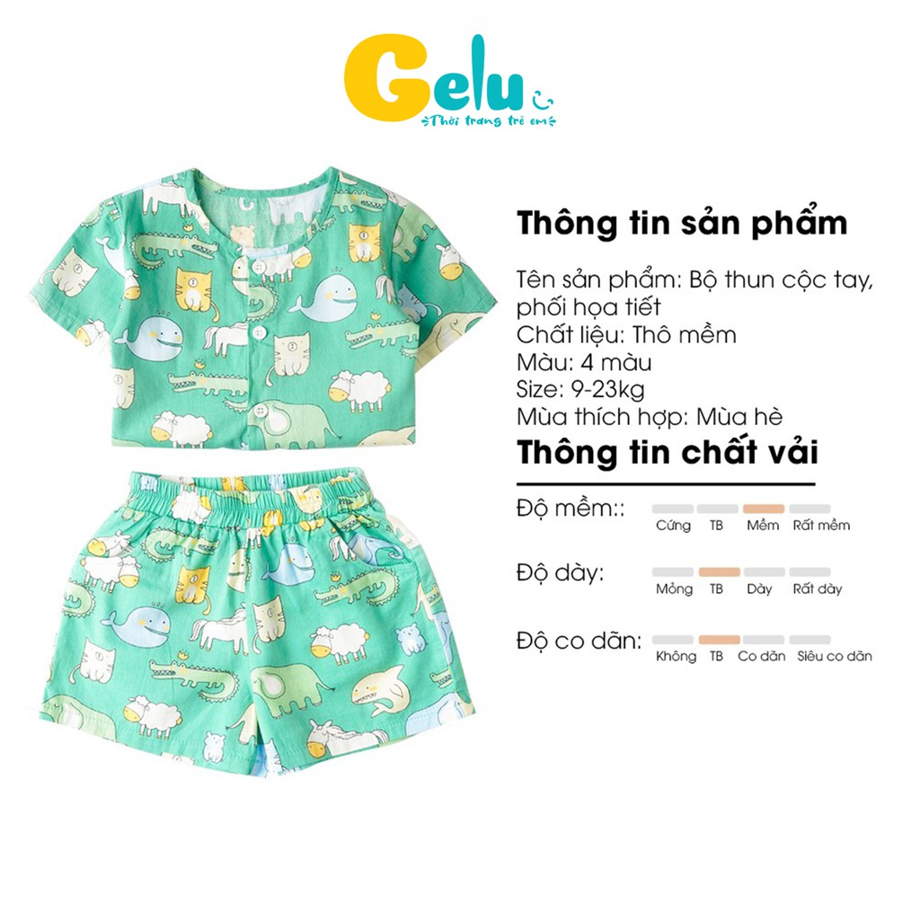 Bộ quần áo cho bé chất thô mềm GELU KIDS họa tiết hoạt hình siêu đáng yêu - SBU005