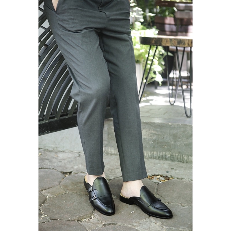 Giày sục nam hở gót hai khóa da bò nguyên tấm cao cấp Toroshoes M641 (siêu đẹp)