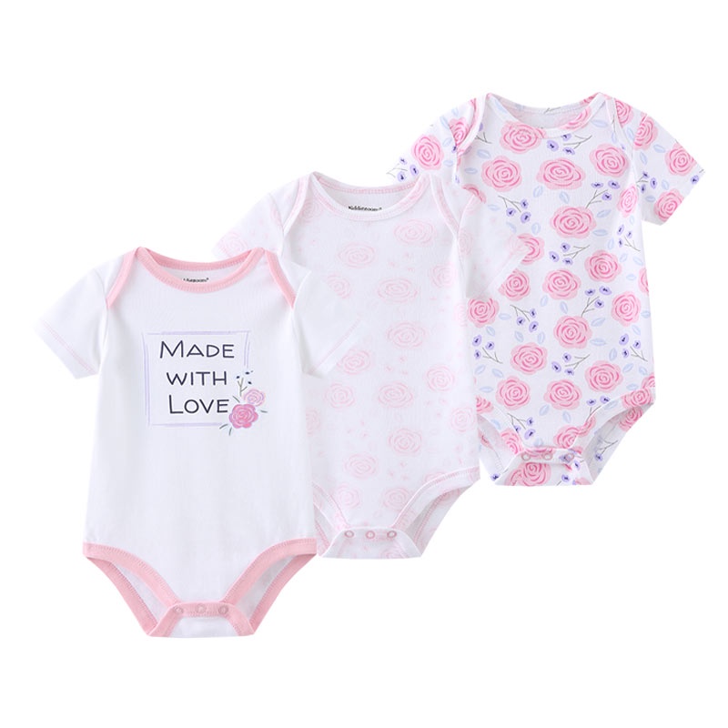 Set 3 áo liền quần vải cotton mỏng thời trang mùa hè dành cho trẻ sơ sinh
