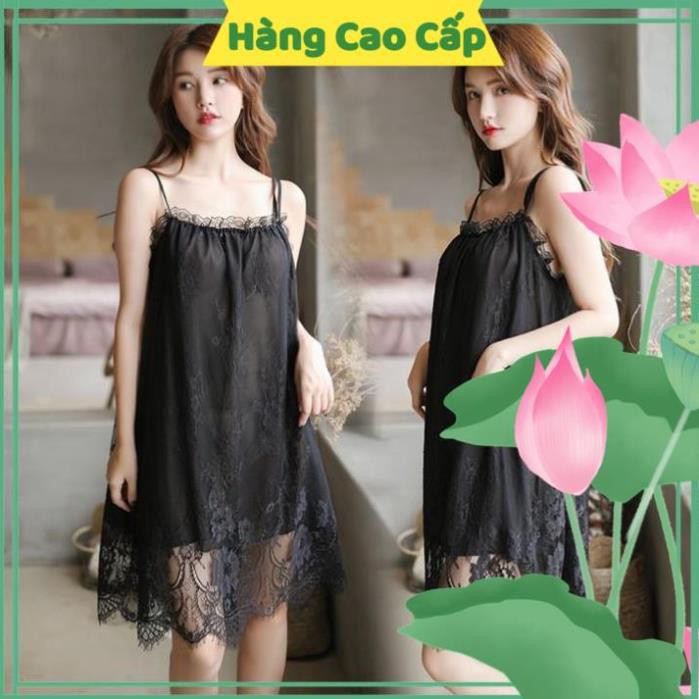 Đầm Ngủ Dễ Thương  Đầm Ngủ Hai Dây Suông Phối Ren Dễ Thương | BigBuy360 - bigbuy360.vn