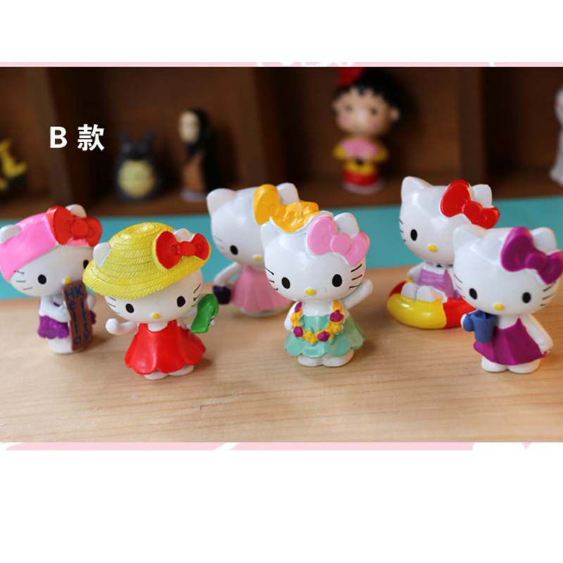 SANRIO Bộ 6 Mô Hình Búp Bê Hello Kitty Dễ Thương