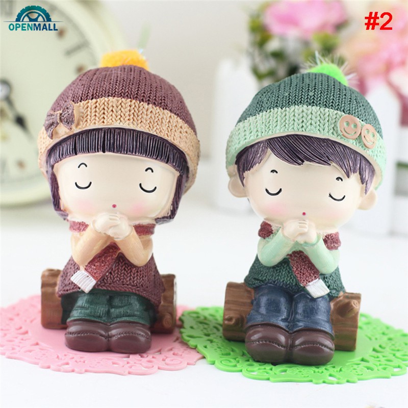 Bộ 2 mô hình búp bê trang trí nội thất xe hơi đáng yêu