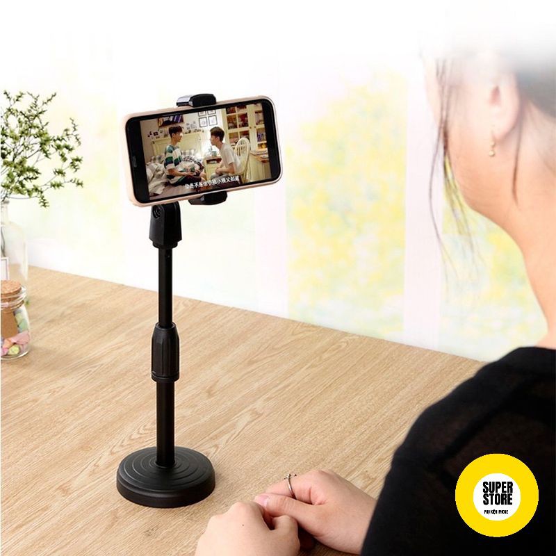 Kẹp giữ điện thoại để bàn, dùng để Livestream, xem phim siêu tiện lợi, có thể điều chỉnh độ cao và góc quay