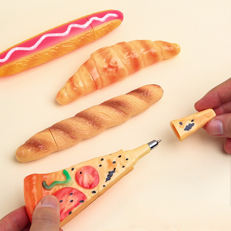 1 Bút Bi Mực Đen Từ Tính Hình Bánh Mì / Pizza / Cơ Sở C6745
