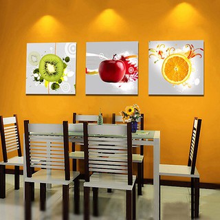 3 tranh canvas nghệ thuật hiện đại hình hoa quả. Trang trí tường