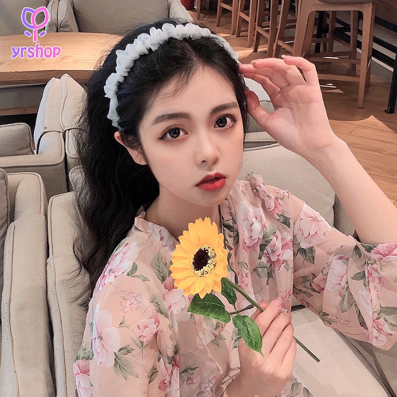 Băng đô vải ren lưới chiffon sang trọng cho nữ
