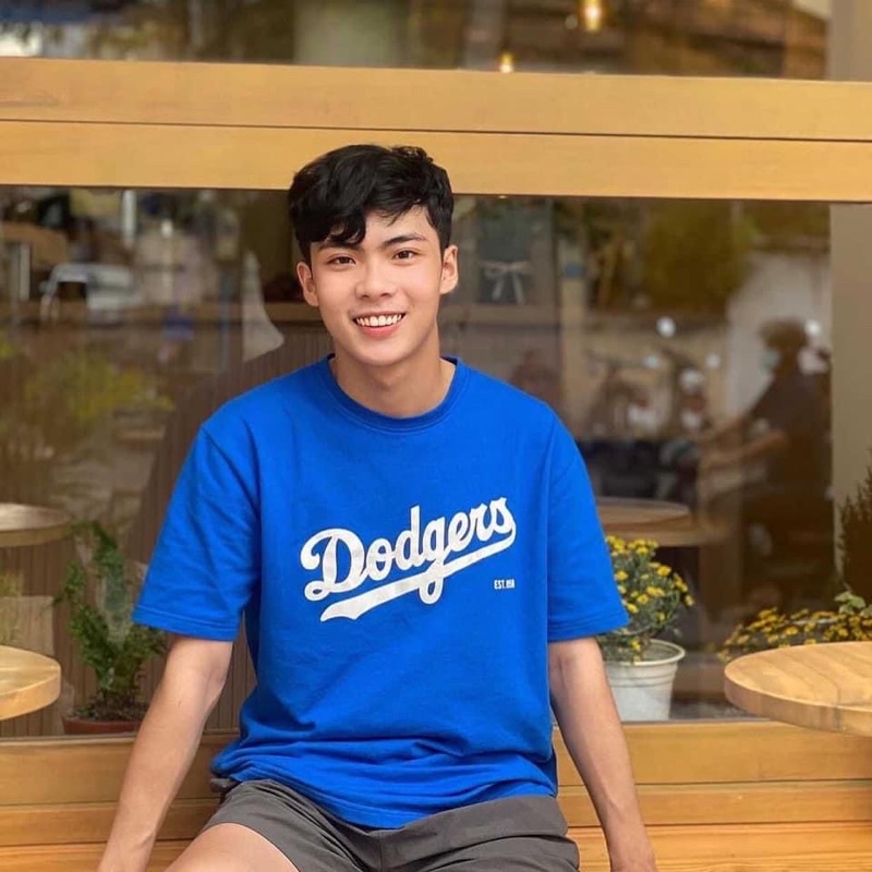 RYAN - Áo thun nam Dodgers  ngắn tay vải cotton cổ bo tròn thương hiệu RYAN form rộng phong cách Hàn Quốc