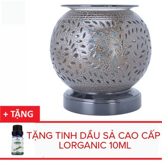 Đèn Gốm Xông Tinh Dầu Lorganic DX0420 - Đen (Tặng 1 sả chanh 10ml)
