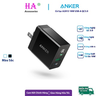 Củ sạc an ker a2013 sạc nhanh iq , qc 3.0 18w 1 cổng usb