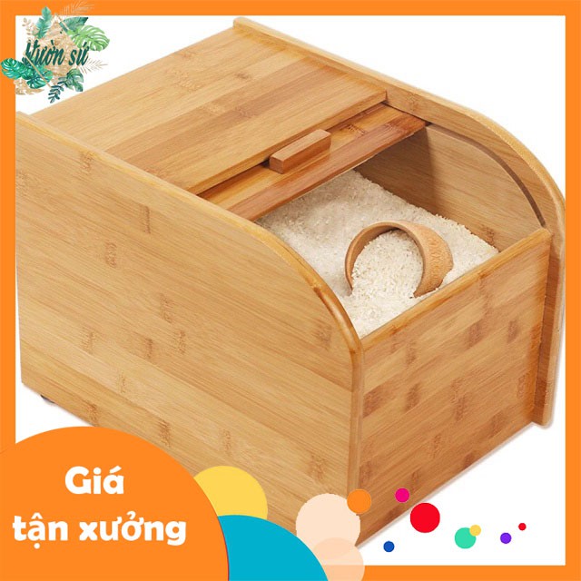 Thùng gỗ đựng gạo tiện dụng 5-10kg - VS43