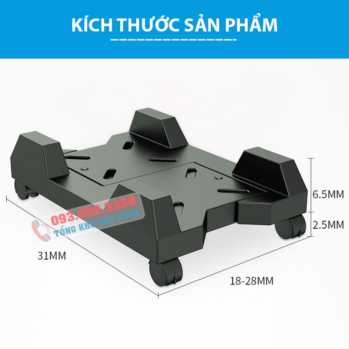 Giá Đỡ Máy Tính Để Bàn PC ErgoTek EP6 - Có Bánh Xe Di Chuyển Tiện Lợi - Chân Đế Máy Tính Để Bàn Di Động - Xoay 360 Độ