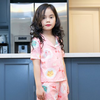 Bộ ngủ Pijama C&G ngắn tay cho bé gái, đồ mặc ở nhà màu hồng BG09