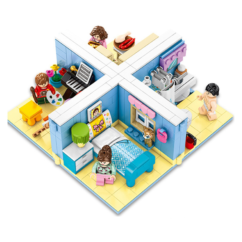 Sembo Tương thích với Lego Friends Chế độ xem phố Trang chủ Nội thất Cảnh Xếp hình Khối xây dựng Đồ chơi Trẻ em Quà tặng