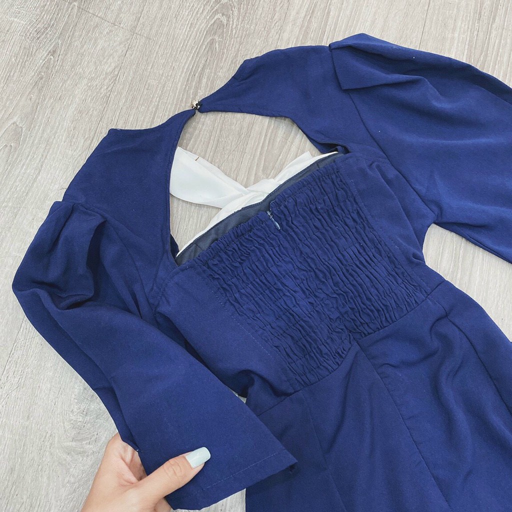 Đầm navy viền cut out