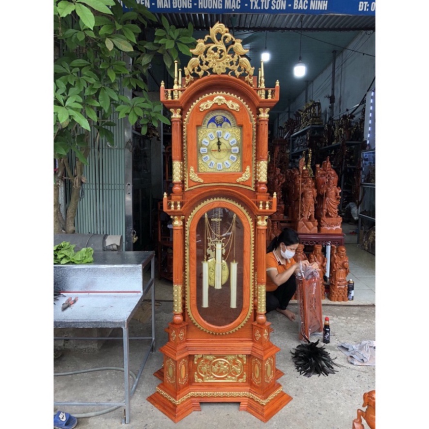 Đồng Hồ Tứ Trụ lớn phòng Khách Gỗ Hương Cao 210,230,250cm
