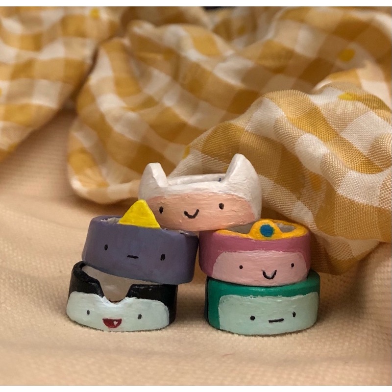 [ĐỌC KĨ MÔ TẢ] 5 mẫu nhẫn đất sét Adventure Time handmade [hyen]