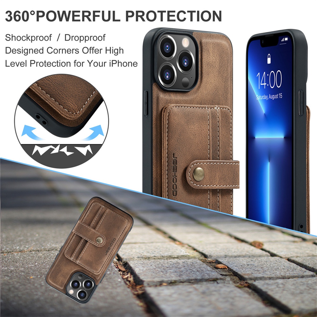 Ốp Điện Thoại Da Kèm Ví 2 Trong 1 Cho iPhone 13 Pro Max Mini Giá Đỡ
