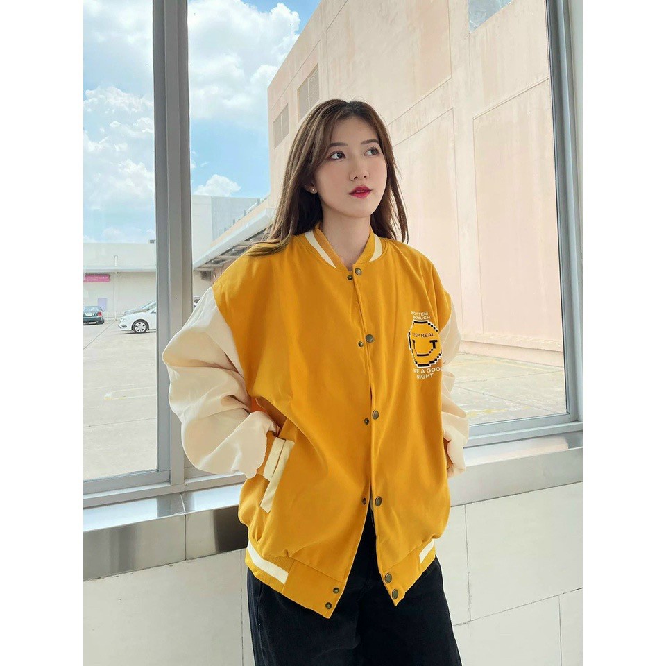 Áo Khoác Bomber Mặt Cười Unisex Nam Nữ, Áo Bomber 2 Lớp From Mặc Siêu Đẹp (Ảnh Thật/Có sẵn)