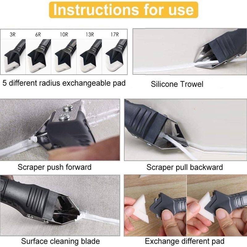 Dụng Cụ Cạo Viền Silicone 5 Trong 1 Cho Nhà Bếp / Phòng Tắm