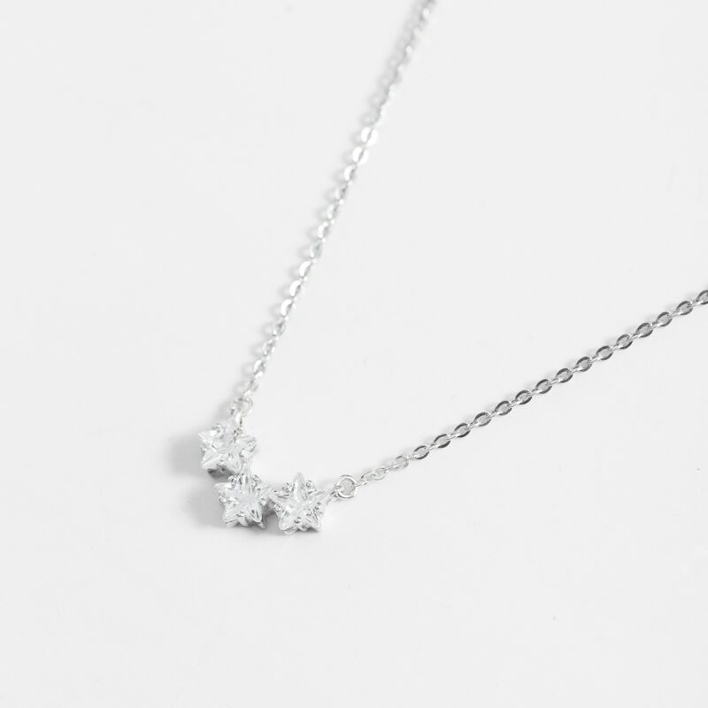 Dây chuyền bạc 925 nữ có bảo hành Bling It phong cách đơn giản với thiết kế hình ba ngôi sao đính đá BIVC212