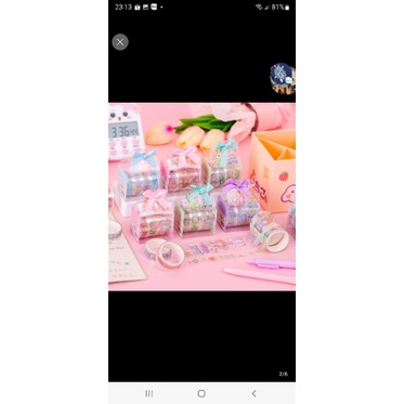 Hộp băng keo washi tape trong suốt có nơ dễ cưng