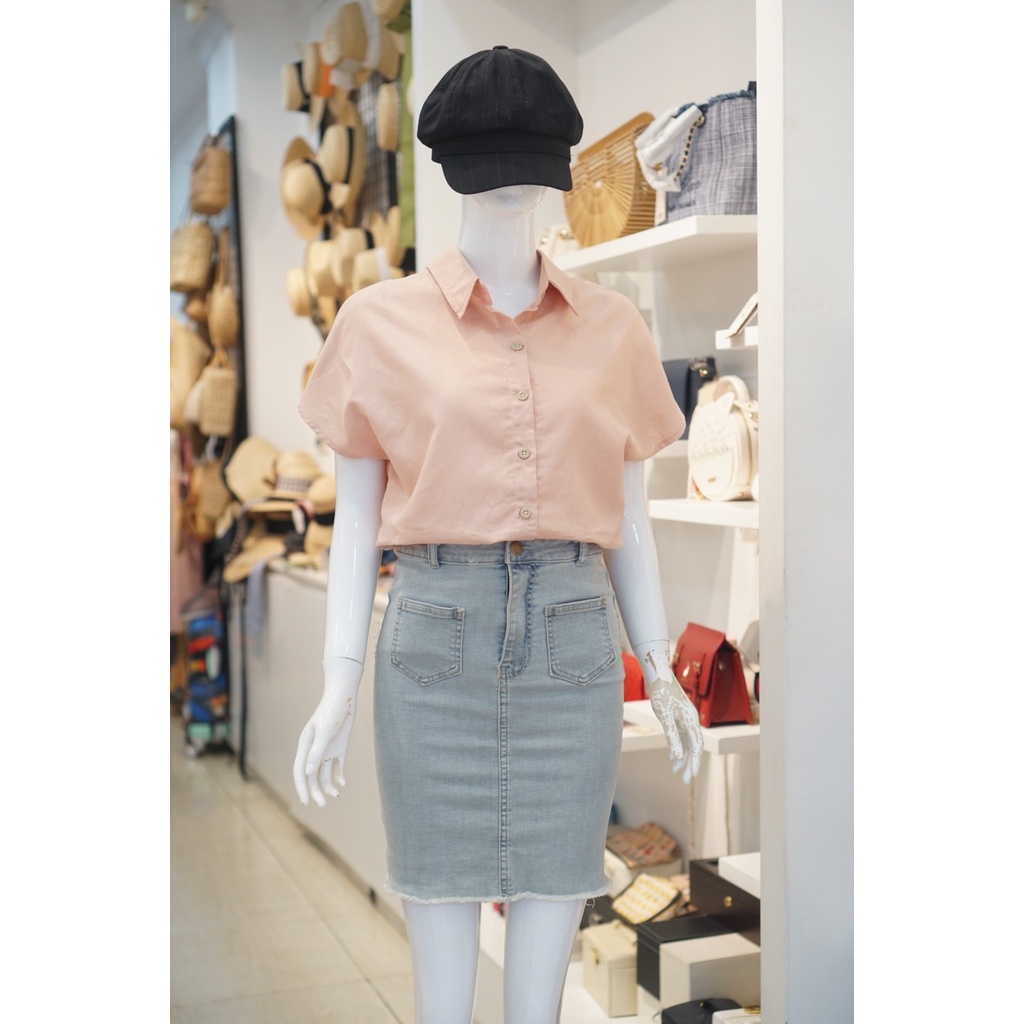 Áo Sơ Mi Linen Hồng Cổ Bẻ 175