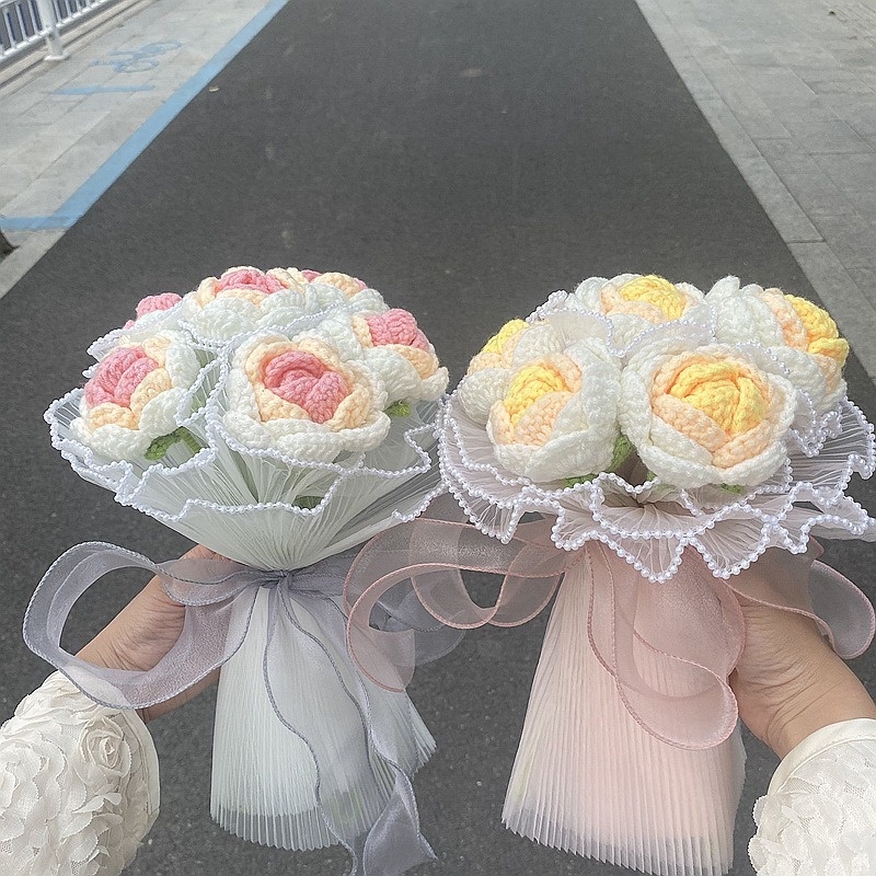 Bó Hoa Tulip Đan Móc Thủ Công Làm Quà Tặng Sinh Nhật / Valentine