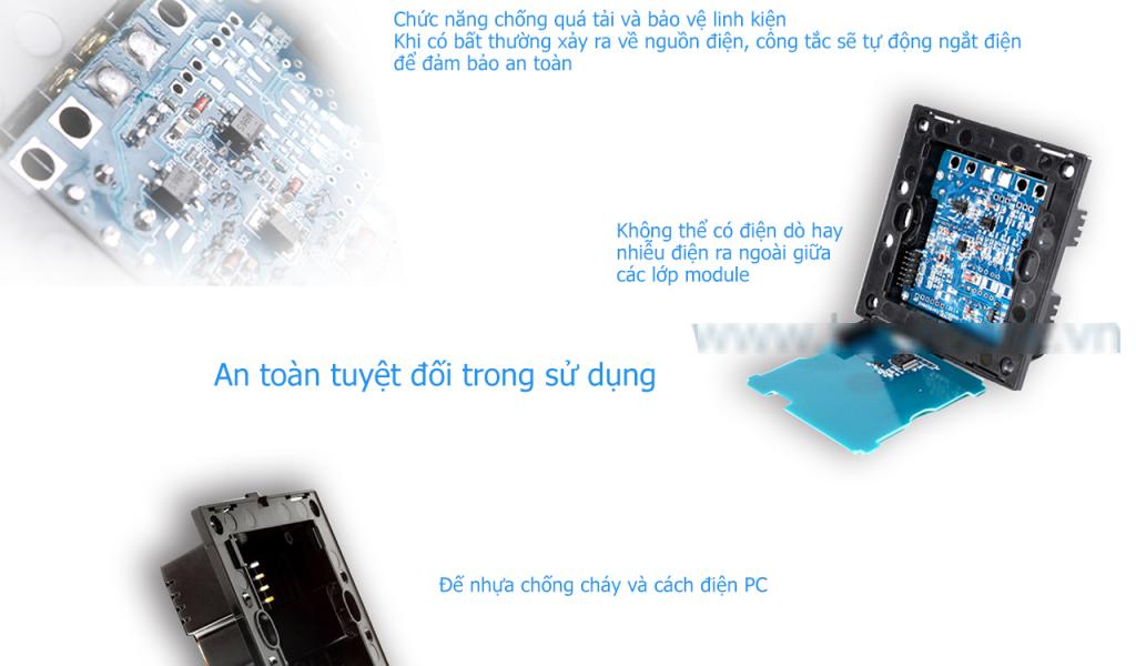 Bộ công tắc cảm ứng, điều khiển từ xa Broadlink TC2 GM3 chuẩn US -Loại 3 phím mặt hình chữ nhật theo tiêu chuẩn Việt Nam