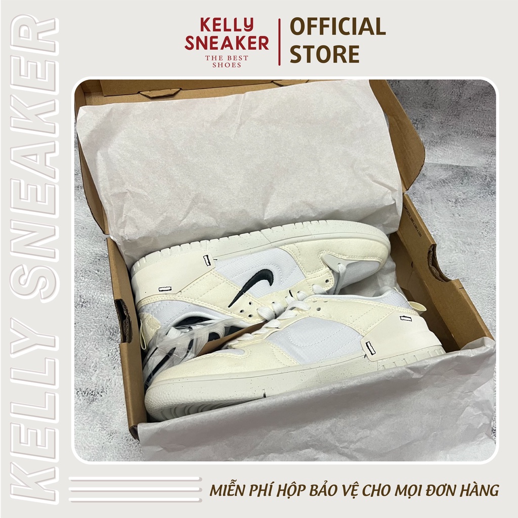 Giày Thể Thao Sneaker Dunk Low Disrupt 2 Brown Pale Màu Be Trắng - Bản Cao Cấp