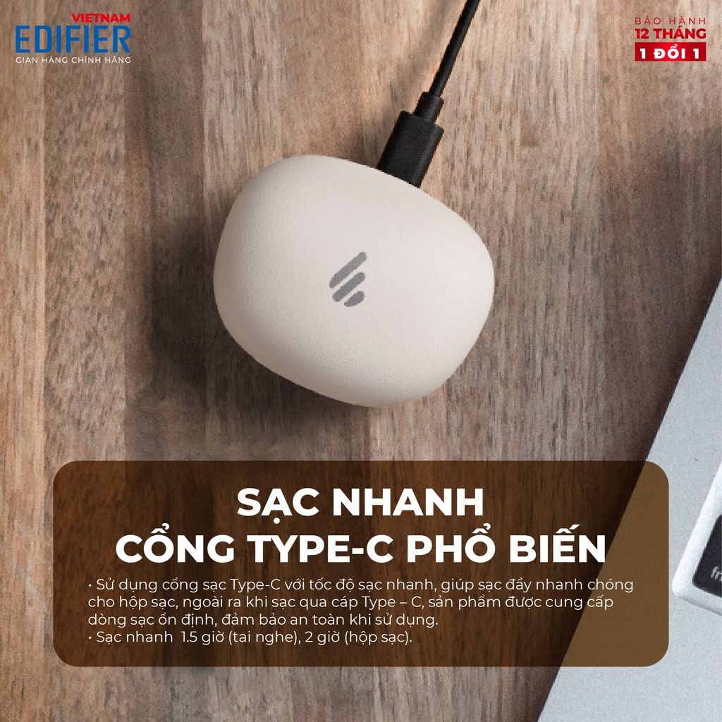 Tai nghe Bluetooth 5.0 EDIFIER TWS NB2 Pro - Thời lượng pin 32 giờ - Chồng ồn ANC - Âm thanh Stereo Chống nước IP54