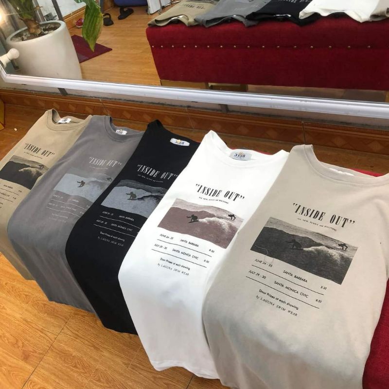 Áo phông tay lỡ INSIDE OUT chất cotton khô 3158 / dài 71 rộng 55