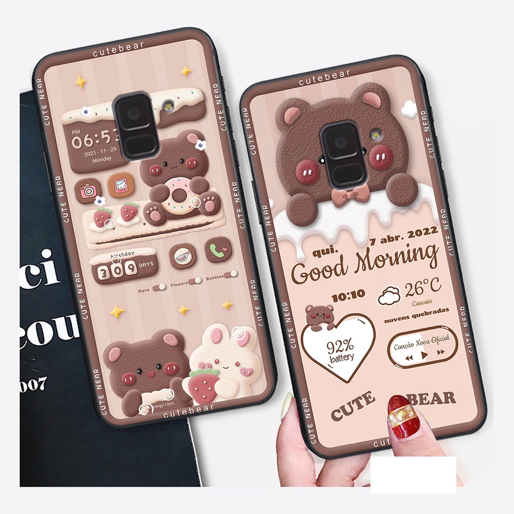 Ốp lưng Samsung Galaxy A5 2018 / A6 2018 / A8 / A8 PLUS in hình Gấu nâu - hồng, Gấu Be@rick  cực CUTE, DỄ THƯƠNG