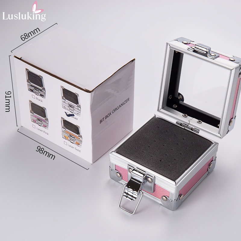 Lusluking Hộp đựng đầu mài móng tay 25 lỗ bằng nhôm tiện dụng