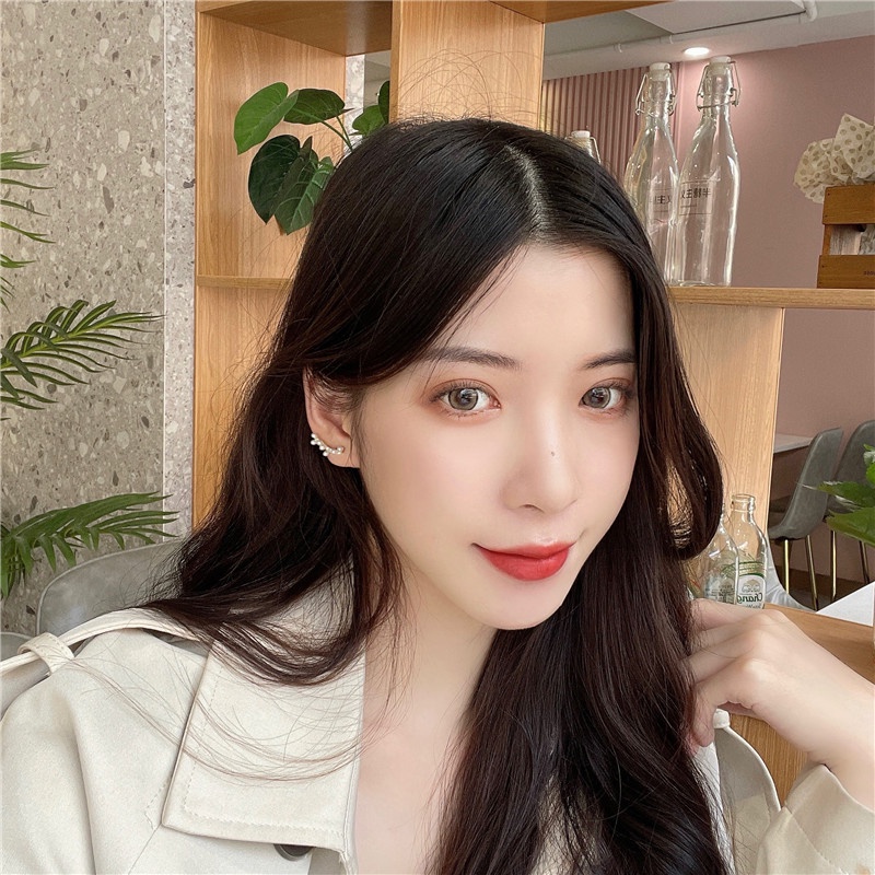 Khuyên tai bạc 925 đính ngọc trai nhân tạo phong cách Hàn Quốc cao cấp cho nữ