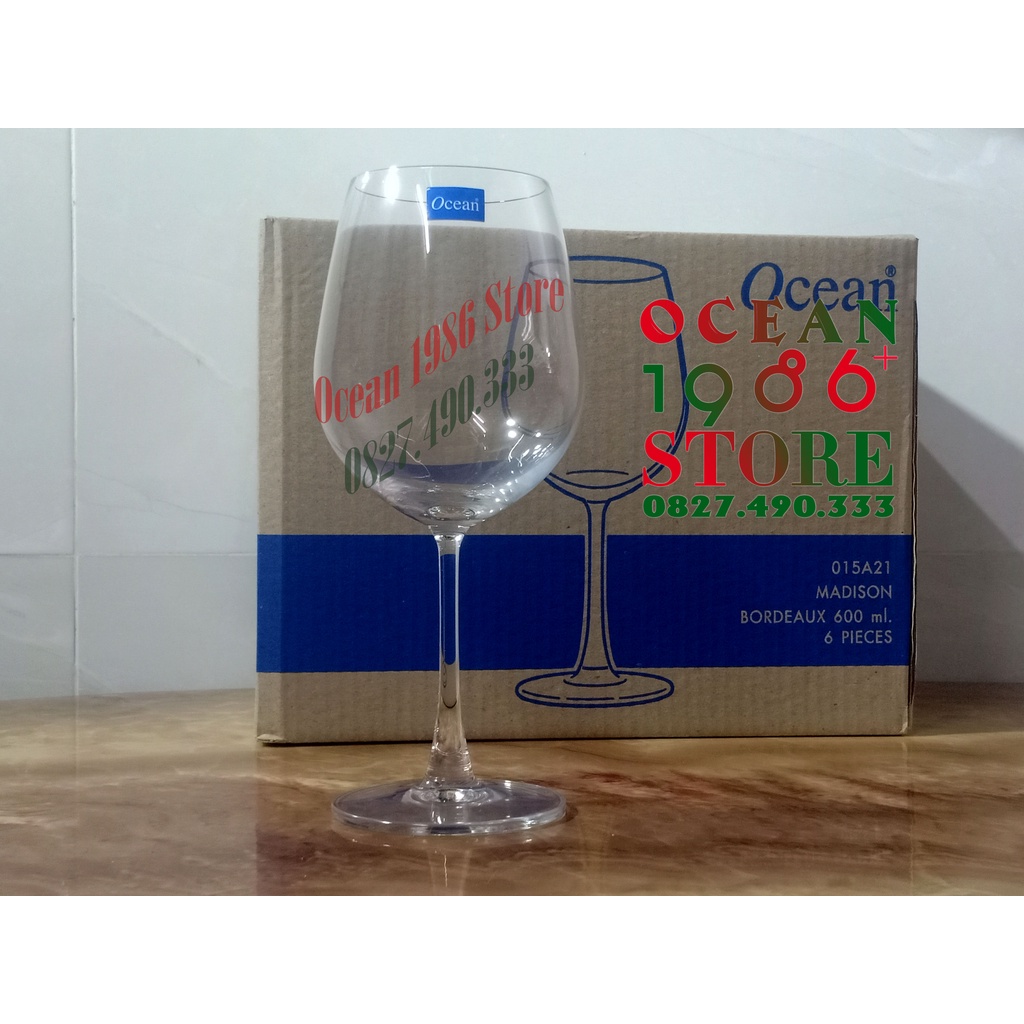 Bộ 6 Ly Rượu Vang Đỏ Thủy Tinh Ocean Madison Bordeaux – 600ml – 1015A21 – Sản Xuất Thái Lan