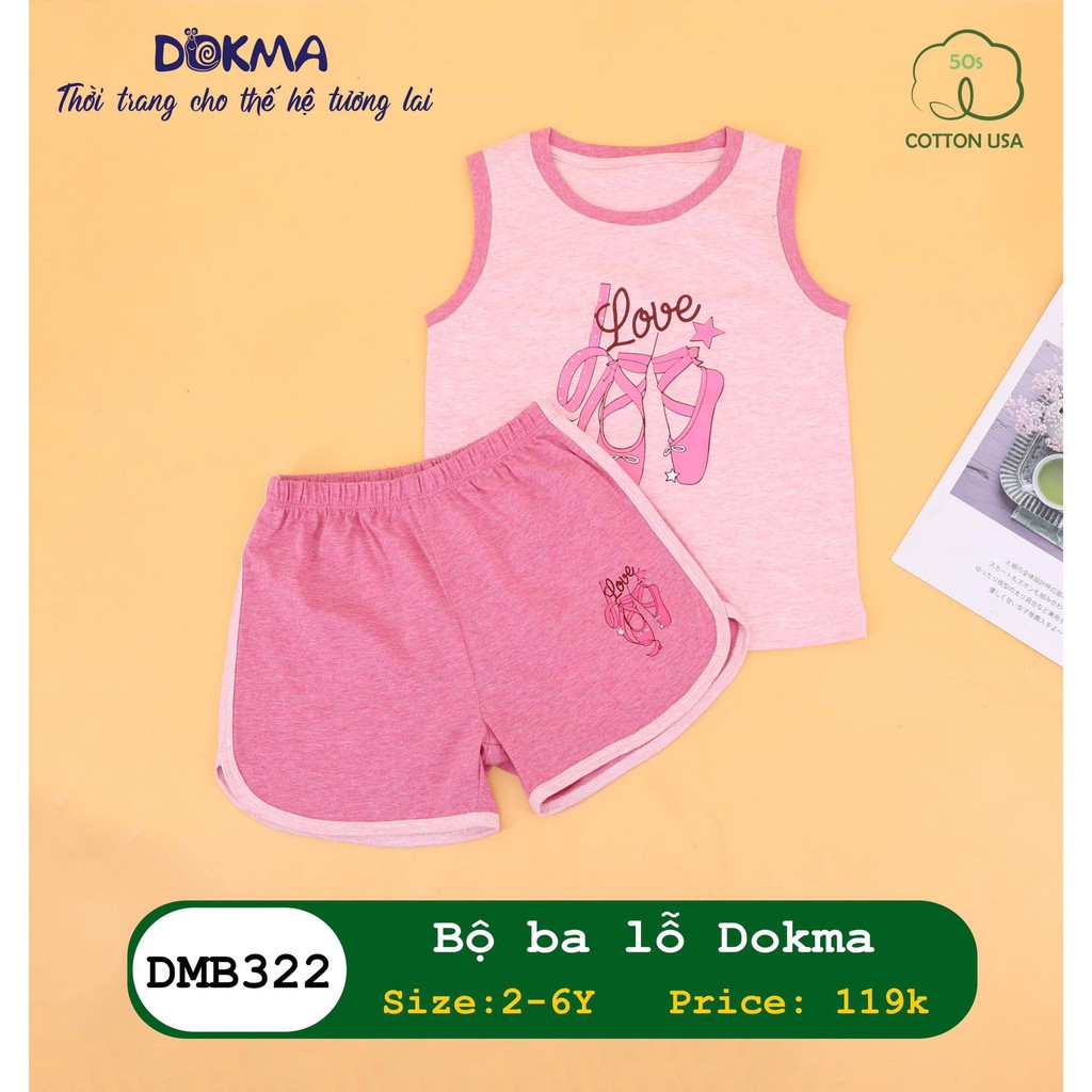 (2-6Y) Bộ ba lỗ / sát nách cotton cho bé - DOKMA