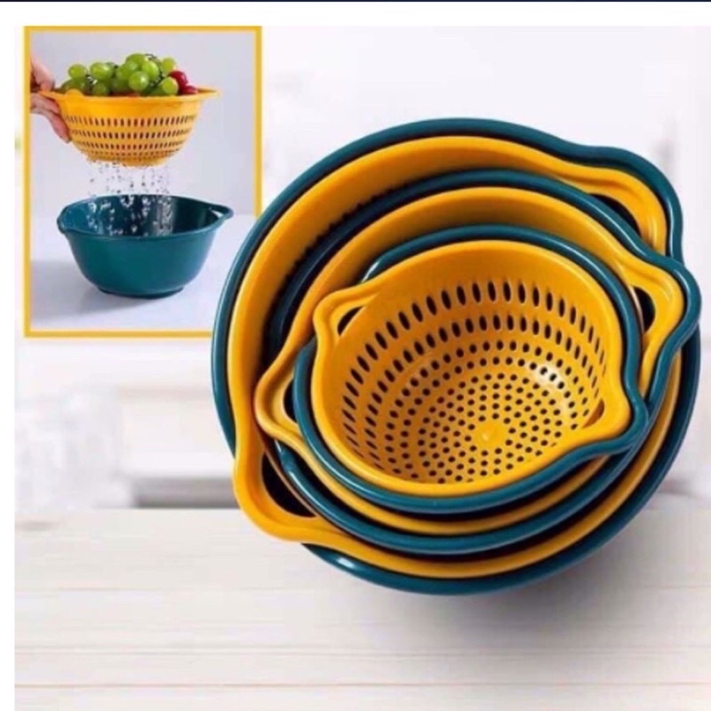 Bộ Rổ 6 Món Kèm Chậu Chất Liệu Nhựa Cao Cấp, Đựng Đồ Đa Năng