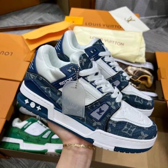 Giày sneaker LV trainer Xanh Lá, Xanh Than, Hồng, Đen - Giầy thể thao Louis Vuitton nam nữ bản đẹp Full Box