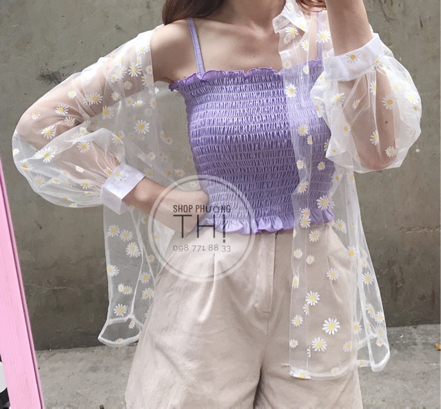 Áo quây - áo hai dây hoa nhí vintage ulzzang (hình shop tự chụp/sẵn)