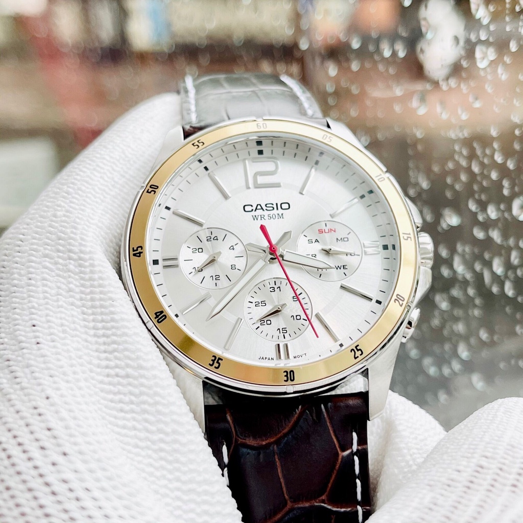Đồng hồ Casio nam MTP-1374, đồng hồ kim chống nước, pin 3 năm