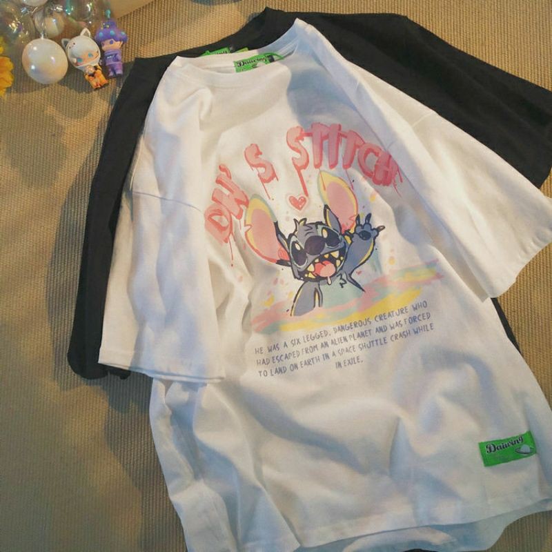 áo thun nự form rộng unisex oversize in hoạt hình cute